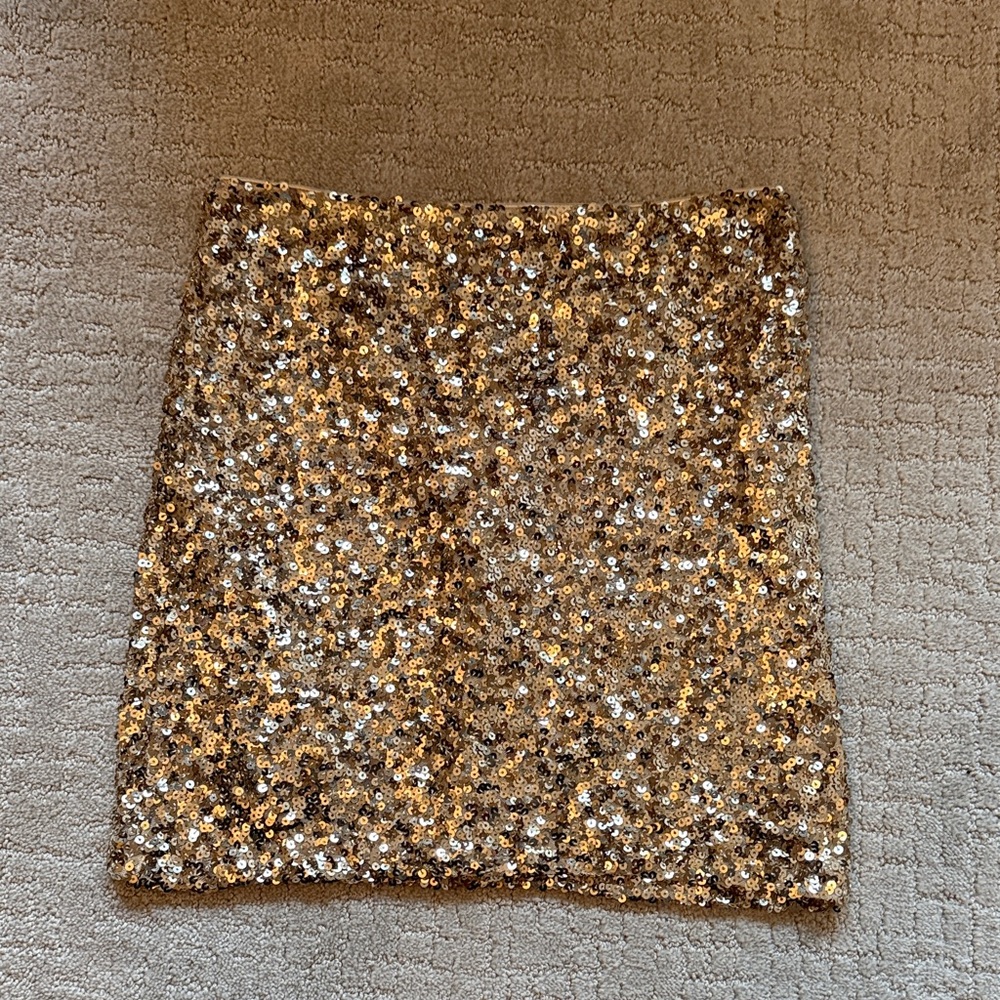 Aqua Glittering Gold Sequin Mini Skirt